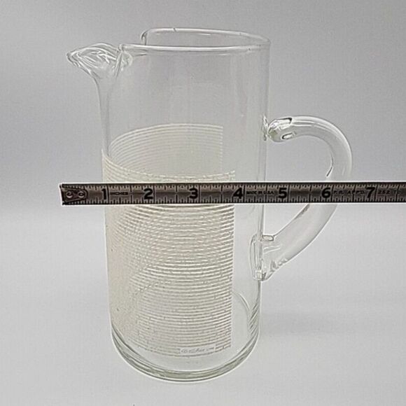 Culver Cocktail Pitcher White Raised Horizontal Stripes Signed MCM Vintage - Picture 9 of 12